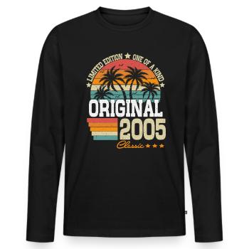 Vintage 2005 vintage cadeau d’anniversaire - T-shirt manches longues Premium bio Homme - noir - Devant - Nico (187cm)