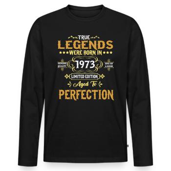Les légendes sont nées en 1973 - T-shirt manches longues Premium bio Homme - noir - Devant - Nico (187cm)