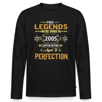 Legends were born in 2005 - Men's Premium Organic Long Sleeve Shirt - black - Front - Nico (187cm)