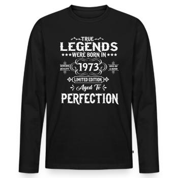 Les légendes sont nées en 1973 - T-shirt manches longues Premium bio Homme - noir - Devant - Nico (187cm)