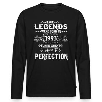 Les légendes sont nées en 1993 - T-shirt manches longues Premium bio Homme - noir - Devant - Nico (187cm)