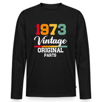 Né en 1973 Vintage Anniversaire Rétro - T-shirt manches longues Premium bio Homme - noir - Devant - Nico (187cm)
