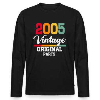 Né en 2005 Vintage Anniversaire Rétro - T-shirt manches longues Premium bio Homme - noir - Devant - Nico (187cm)