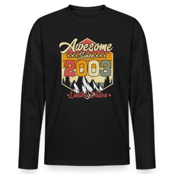 Born 2003 20 years birthday - Men's Premium Organic Long Sleeve Shirt - black - Front - Nico (187cm)