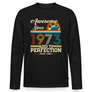 Né en 1973 Vintage Anniversaire Rétro - T-shirt manches longues Premium bio Homme - noir - Devant - Nico (187cm)