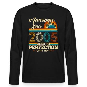 Né en 2005 Vintage Anniversaire Rétro - T-shirt manches longues Premium bio Homme - noir - Devant - Nico (187cm)