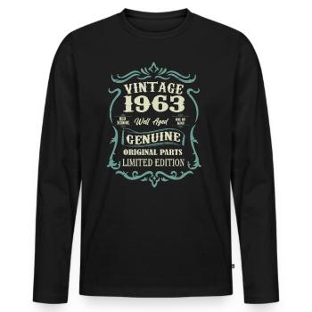 1963 Retro vintage vintage birthday Geschen - Men's Premium Organic Long Sleeve Shirt - black - Front - Nico (187cm)