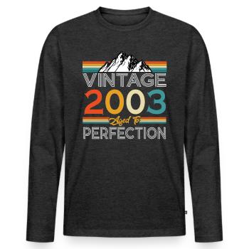 Né en 2003 20 ans anniversaire - T-shirt manches longues Premium bio Homme - anthracite chiné - Devant - Nico (187cm)