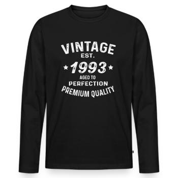 Millésime 1993 né rétro anniversaire - T-shirt manches longues Premium bio Homme - noir - Devant - Nico (187cm)