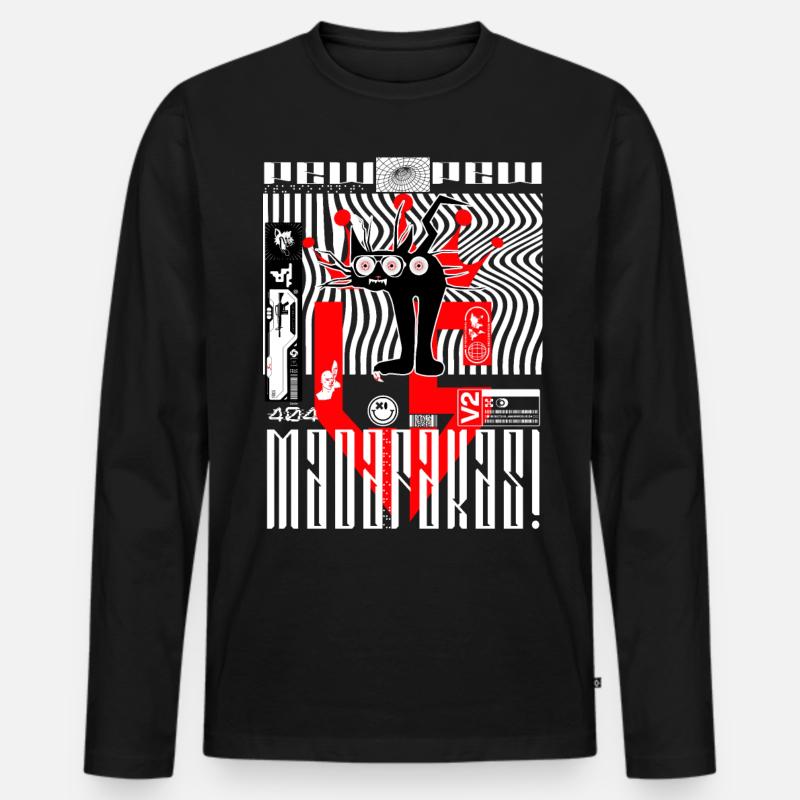 Katze mit drei Augen - Männer Premium Bio Langarmshirt - Schwarz