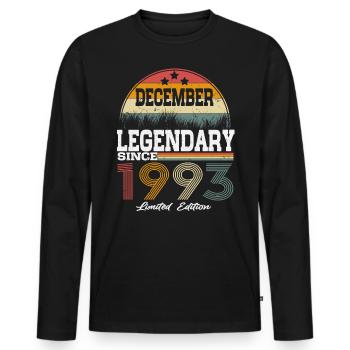 Des légendes sont nées en décembre 1993 - T-shirt manches longues Premium bio Homme - noir - Devant - Nico (187cm)