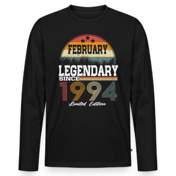 Legenden wurden im Februar 1994 geboren - Männer Premium Bio Langarmshirt - Schwarz - Vorne - Nico (187cm)