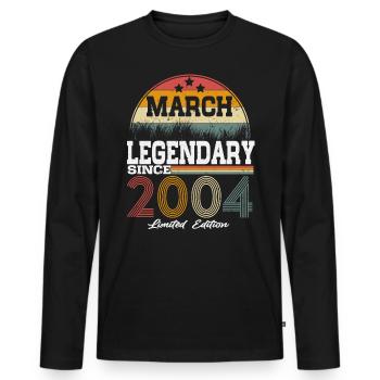 Legends est né en mars 2004 - T-shirt manches longues Premium bio Homme - noir - Devant - Nico (187cm)