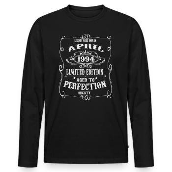Legends est né en avril 1994 - T-shirt manches longues Premium bio Homme - noir - Devant - Nico (187cm)