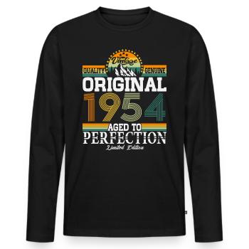 Original 1954 Vintage Vintage Birthday Retro - Men's Premium Organic Long Sleeve Shirt - black - Front - Nico (187cm)
