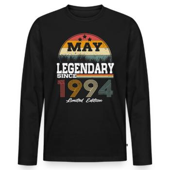 Legends est né en mai 1994 - T-shirt manches longues Premium bio Homme - noir - Devant - Nico (187cm)