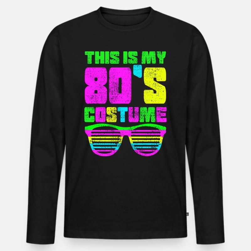 80er Shirt - Männer Premium Bio Langarmshirt - Schwarz
