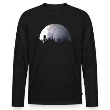Drôle de chasse chasseur chasseur cerf rut cadeau - T-shirt manches longues Premium bio Homme - noir - Devant - Nico (187cm)