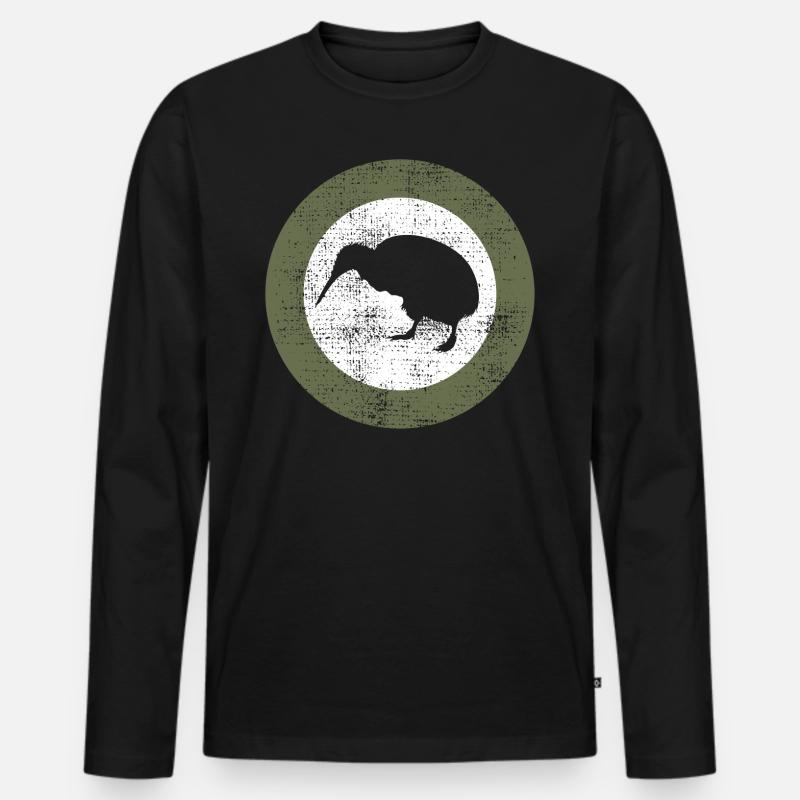 Kiwi - Männer Premium Bio Langarmshirt - Schwarz