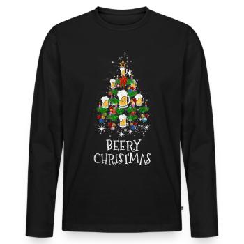 Bière de Noël - T-shirt manches longues Premium bio Homme - noir - Devant - Nico (187cm)