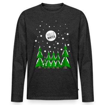 Winter - Männer Premium Bio Langarmshirt - Anthrazit meliert - Vorne - Nico (187cm)