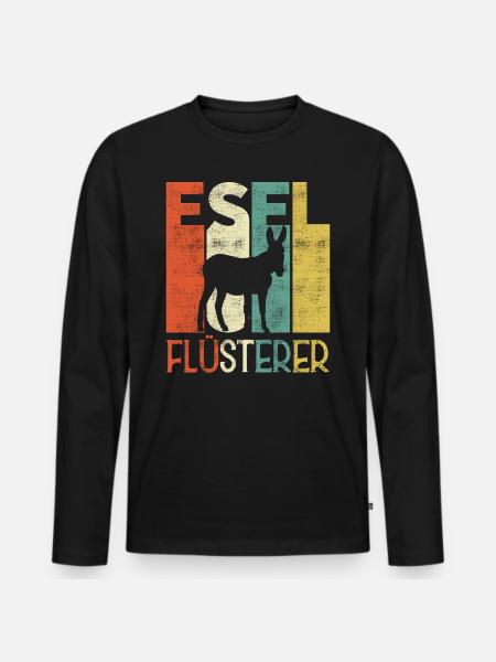Retro Esel Flüsterer Besitzer - Männer Premium Bio Langarmshirt - Schwarz
