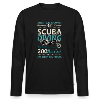 Tauchen Vintage Retro Hai 200 bar Club - Männer Premium Bio Langarmshirt - Schwarz - Vorne - Nico (187cm)