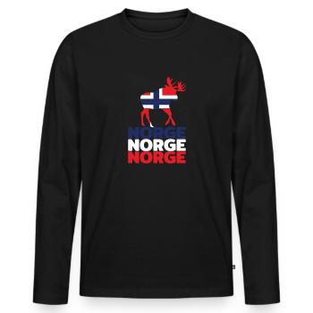 Norwegen mit Elch - Männer Premium Bio Langarmshirt - Schwarz - Vorne - Nico (187cm)