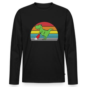 Lustiger T-rex mit Staubsauger - Männer Premium Bio Langarmshirt - Schwarz - Vorne - Nico (187cm)