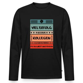 Abschiedsgeschenk Arbeitskollege - Männer Premium Bio Langarmshirt - Schwarz - Vorne - Nico (187cm)