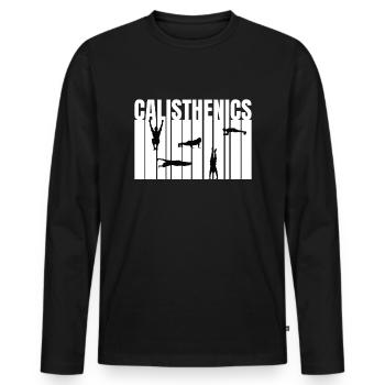 Calisthenics Body Weight Exercises - Men's Premium Organic Long Sleeve Shirt - black - Front - Nico (187cm)