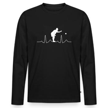 Boule Petanque Boccia Heartbeat - T-shirt manches longues Premium bio Homme - noir - Devant - Nico (187cm)