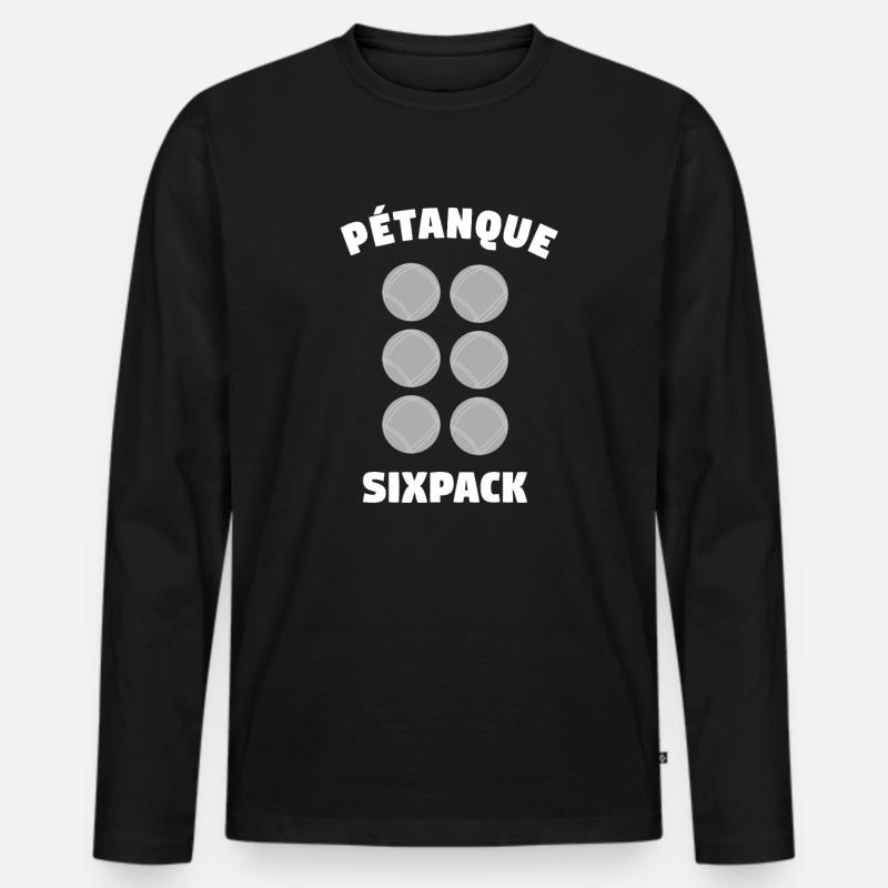 Petanque Sixpack - Männer Premium Bio Langarmshirt - Schwarz