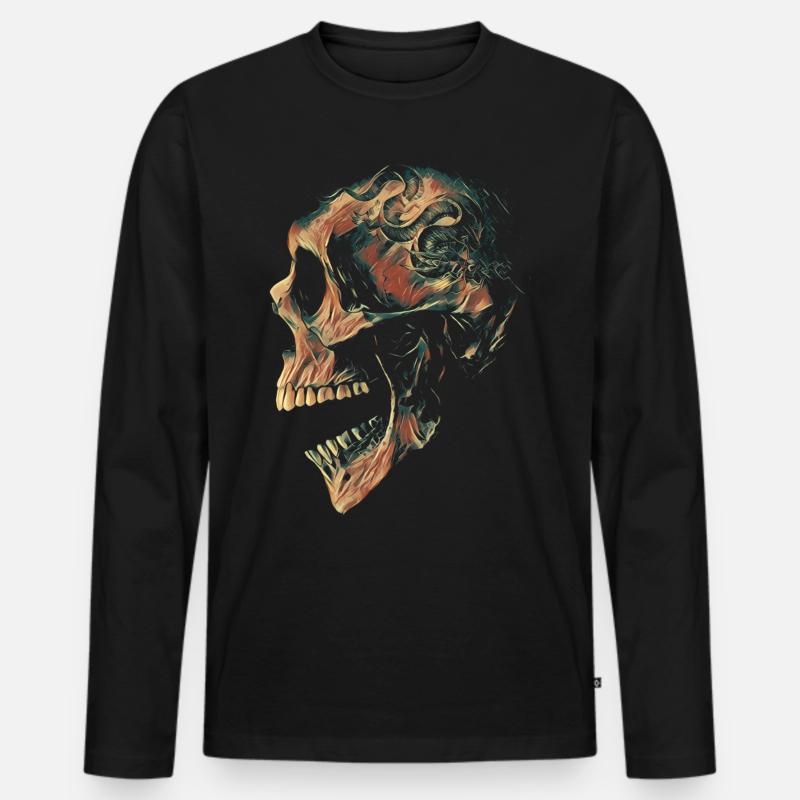 Camo Skull - Männer Premium Bio Langarmshirt - Schwarz