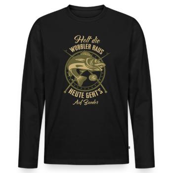 Zander - Holt die Wobbler raus Angler - Männer Premium Bio Langarmshirt - Schwarz - Vorne - Nico (187cm)