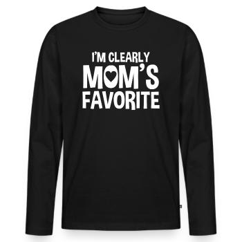 I'm Clearly Mom's Favorite Mamas Favorit - Männer Premium Bio Langarmshirt - Schwarz - Vorne - Nico (187cm)