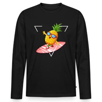 Vacances d'été heureux sentiment soleil de planche de surf ananas - T-shirt manches longues Premium bio Homme - noir - Devant - Nico (187cm)