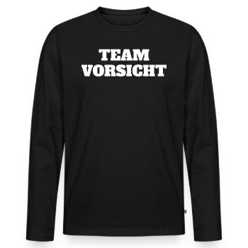 Team Vorsicht Lockdown Virus Covid Epidemie Lustig - Männer Premium Bio Langarmshirt - Schwarz - Vorne - Nico (187cm)