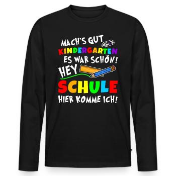 Einschulung Schulkind 2024 Erster Schultag Kinder - Männer Premium Bio Langarmshirt - Schwarz - Vorne - Nico (187cm)