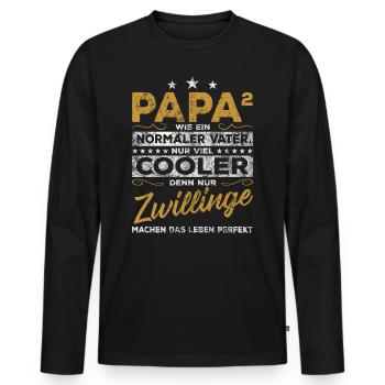 Vater Papa Zwillinge Zwillingspapa Geschenk - Männer Premium Bio Langarmshirt - Schwarz - Vorne - Nico (187cm)