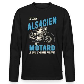 alsacien et motard l'homme parfait - T-shirt manches longues Premium bio Homme - noir - Devant - Nico (187cm)