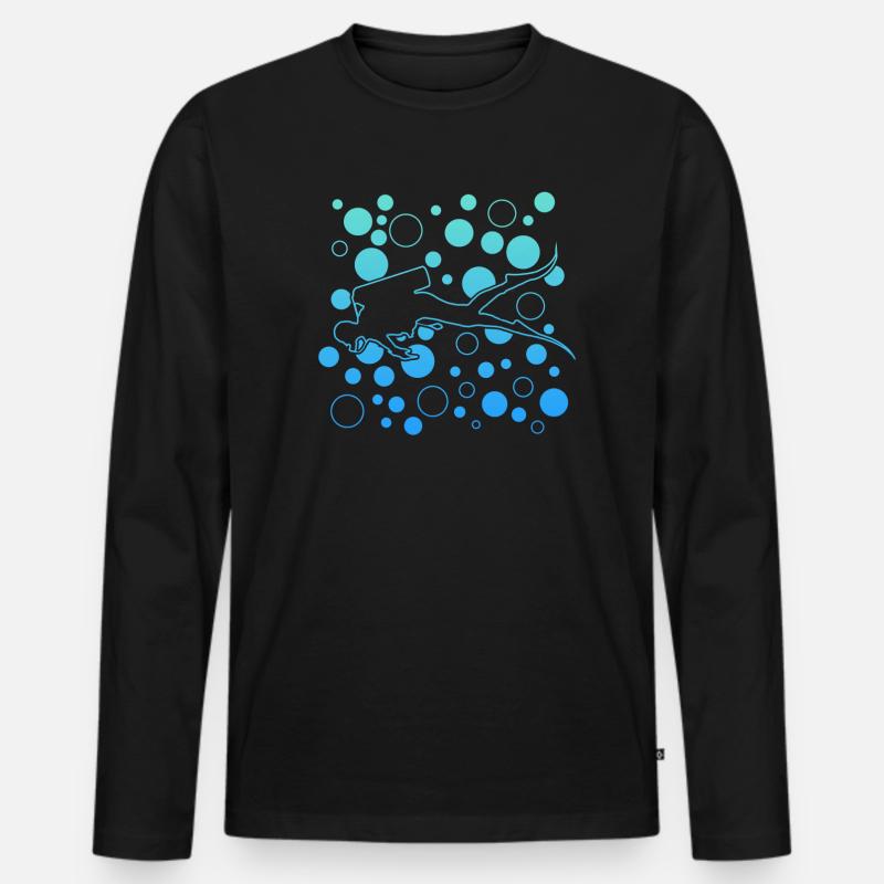 Diving, Tauchen, Scuba Diver - Männer Premium Bio Langarmshirt - Schwarz