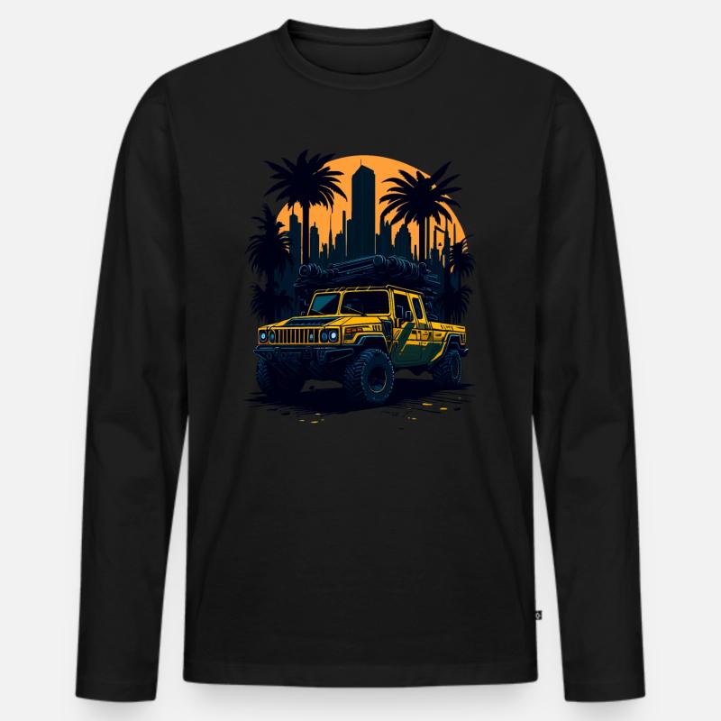 Offroad-Abenteuer | 4x4 - Männer Premium Bio Langarmshirt - Schwarz