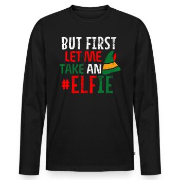 Elf Elfie pun - Men's Premium Organic Long Sleeve Shirt - black - Front - Nico (187cm)