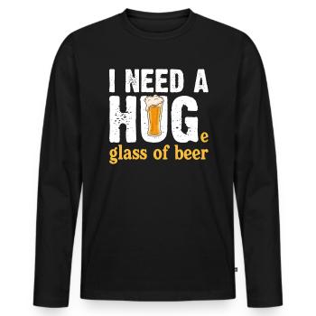 I Need A Huge Glass Of Beer Funny Beer Lover - Männer Premium Bio Langarmshirt - Schwarz - Vorne - Nico (187cm)