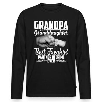Grand-père et petite-fille, meilleur partenaire freaking de - T-shirt manches longues Premium bio Homme - noir - Devant - Nico (187cm)