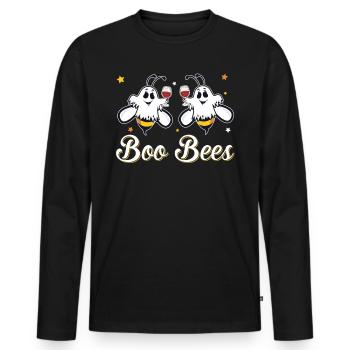 Boo Bees Wine Drinking Funny Halloween Bee Lovers - Men's Premium Organic Long Sleeve Shirt - black - Front - Nico (187cm)