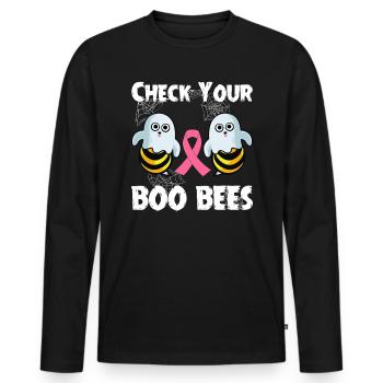 Vérifiez votre sensibilisation au cancer du sein Boo Bees Funny - T-shirt manches longues Premium bio Homme - noir - Devant - Nico (187cm)