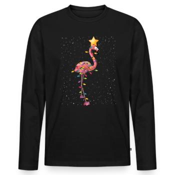 Flamingo Christmas Ornaments Tree Funny Sarcasm - Men's Premium Organic Long Sleeve Shirt - black - Front - Nico (187cm)
