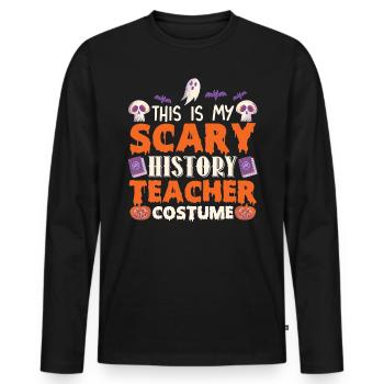 Ceci est mon costume de professeur d'histoire effrayant drôle - T-shirt manches longues Premium bio Homme - noir - Devant - Nico (187cm)